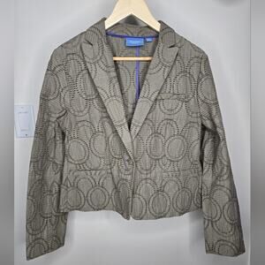 SIMPLY VERA Textured O Eyelet Women's Jacket Long Sleeve Button 2 Pockets Beige